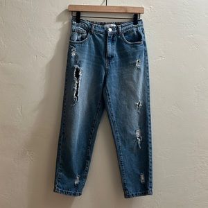 Zara mom fit jeans distressed 11-12